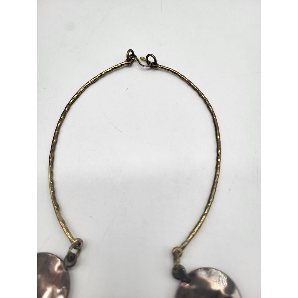 Copper Brass Brutalist Modernist Discs Statement Necklace Tribal Geometric - Picture 9 of 10